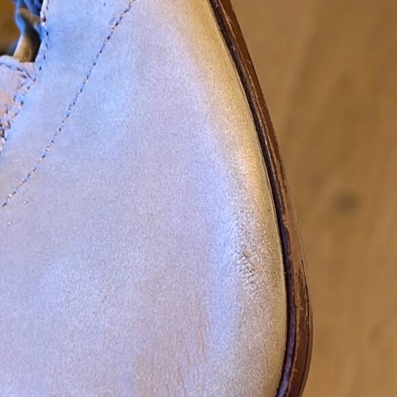 Schutz Women's Tan Nubuck Leather Lace Up Peep Toe Stiletto Bootie Shoes Size 7 - Picture 9 of 10